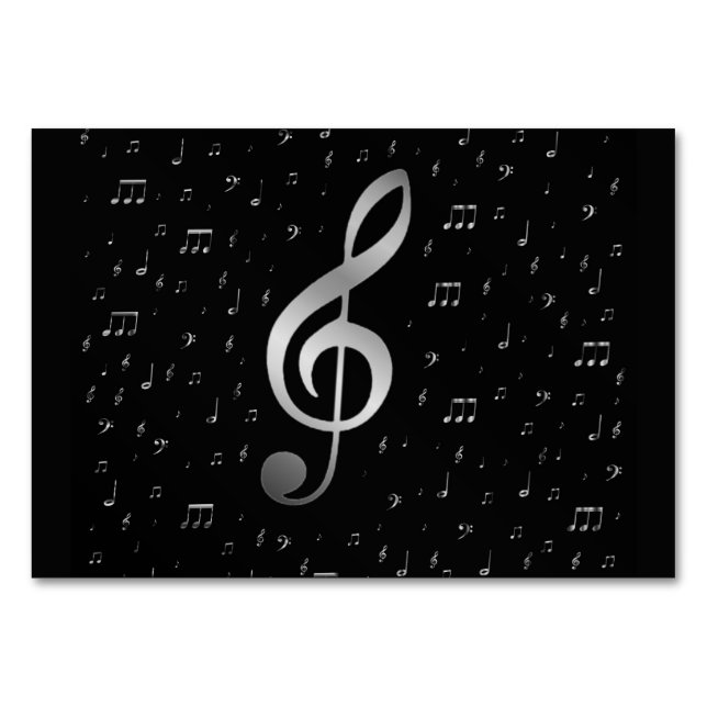 Tarjeta De Mesa notas de música de plata (Reverso)