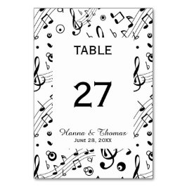 Tarjeta De Mesa Notas musicales Número de tabla de Bodas musicales