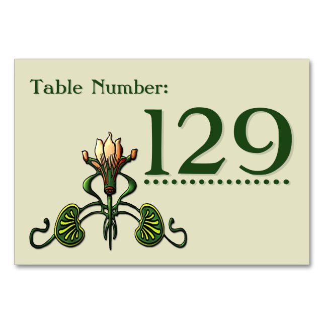 Tarjeta De Mesa Nouveau Lilies (Tarjetas con Número de Mesa) (Anverso)