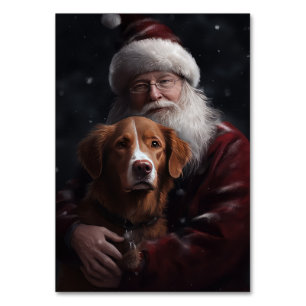 Tarjeta De Mesa Nova Scotia Duck Toller Con Santa Claus Festividad