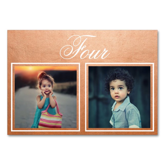 Tarjeta De Mesa Novia Groom Age Elegant Rosa Gold Table Number (Anverso)