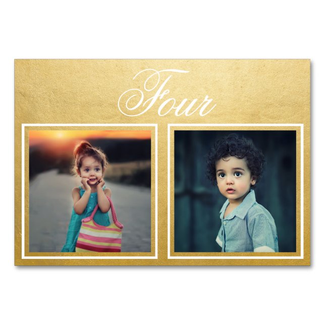 Tarjeta De Mesa Novia Groom Age Elegate Classy Gold Table Number (Anverso)