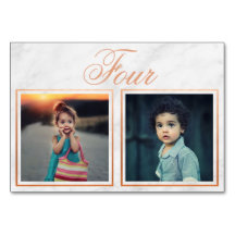 Novia Groom Age Rosa Gold Marble Table Number