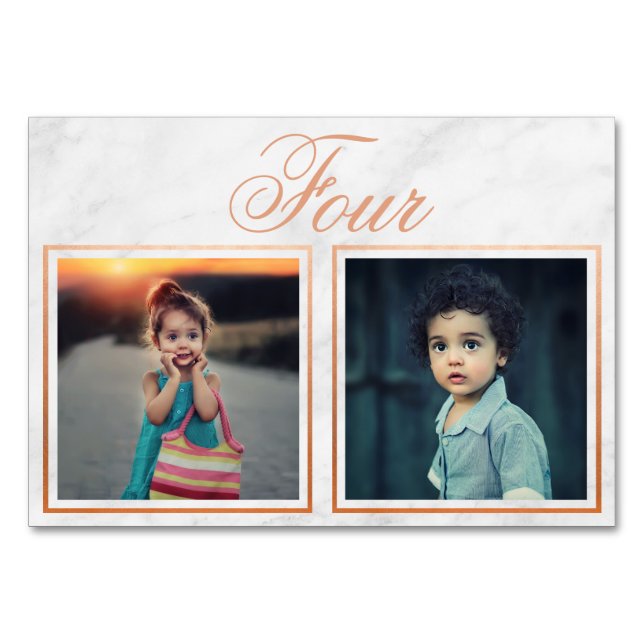 Tarjeta De Mesa Novia Groom Age Rosa Gold Marble Table Number (Anverso)