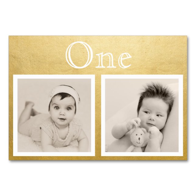 Tarjeta De Mesa Novia Groom Personalizado Age Gold Table Number (Anverso)