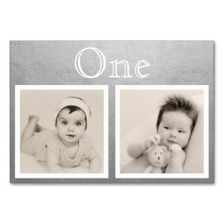 Tarjeta De Mesa Novia Groom Personalizado Age Silver Table Number