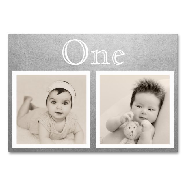 Tarjeta De Mesa Novia Groom Personalizado Age Silver Table Number (Anverso)