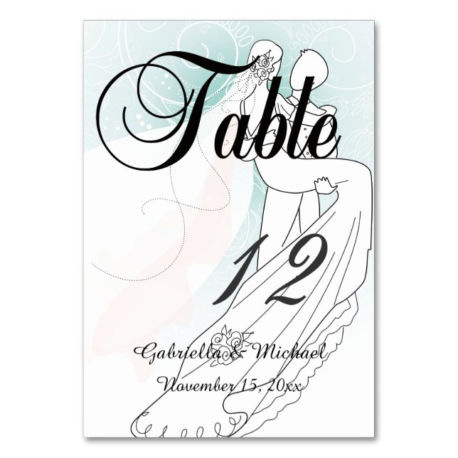 Tarjeta De Mesa Novia y Groom (Anverso)