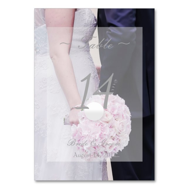 Tarjeta De Mesa Novia y novio - Número de tabla Boda editable (Anverso)