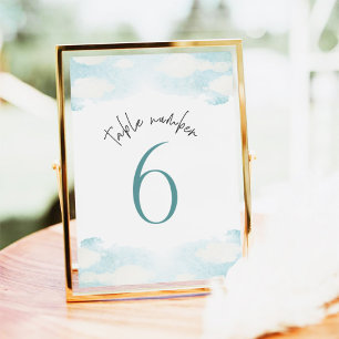 Tarjeta De Mesa Nube 9 Ducha nupcial azul y blanca 6