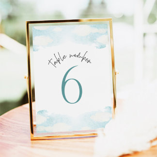 Tarjeta De Mesa Nube 9 Ducha nupcial azul y blanca 6