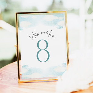Tarjeta De Mesa Nube 9 Ducha nupcial azul y blanca 8
