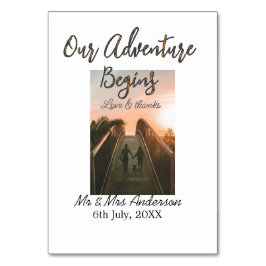 Tarjeta De Mesa Nuestra aventura comienza un par de fotos amor y g
