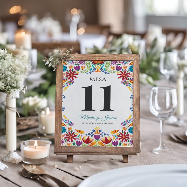 Tarjeta De Mesa Nuestra Boda Flores Botánicas Boda Española (Nuestra Boda Flowers Botanical Spanish Wedding Table Number)