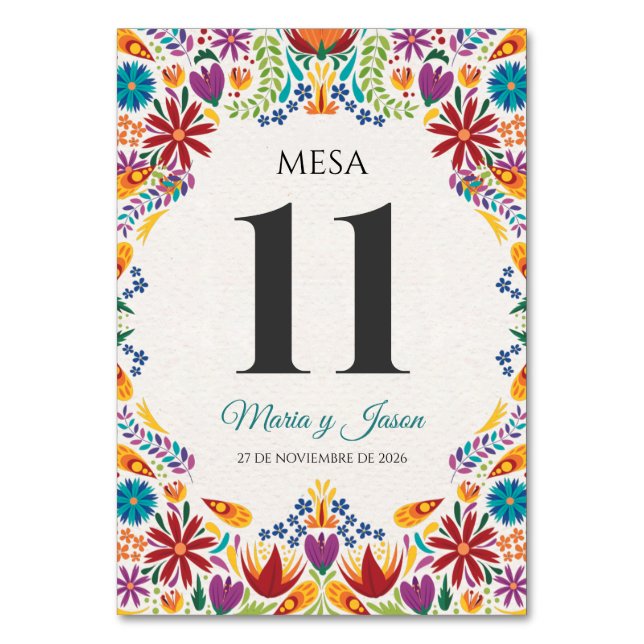 Tarjeta De Mesa Nuestra Boda Flowers Botanical Spanish Wedding (Anverso)