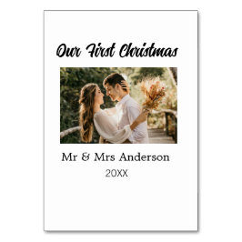 Tarjeta De Mesa Nuestro primer nombre de foto de la pareja de Navi