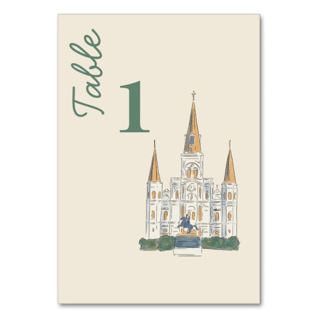 Tarjeta De Mesa Nueva Orleans  Acuarela de doble cara (Anverso)
