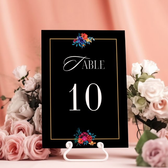 Tarjeta De Mesa Num de mesa negra de la flor de Fiesta mexicana (Subido por el creador)