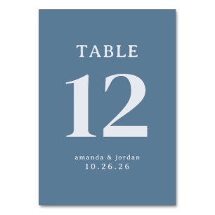 Tarjeta De Mesa Numeración de Mesa Azul Sofisticada