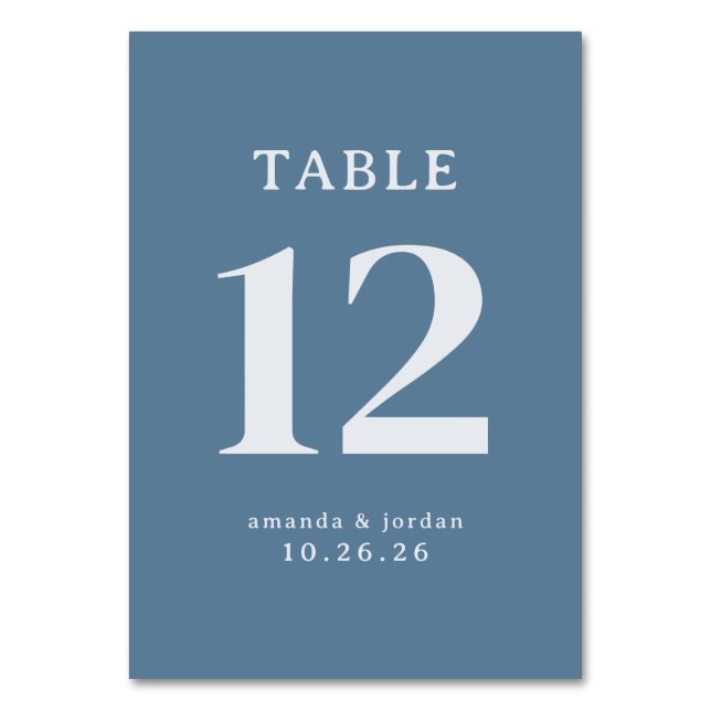 Tarjeta De Mesa Numeración de Mesa Azul Sofisticada (Anverso)