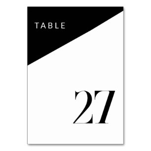 Tarjeta De Mesa Número asimétrico moderno de la mesa blanca negra