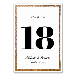 Tarjeta De Mesa Número de cuadro de Purpurina dorado