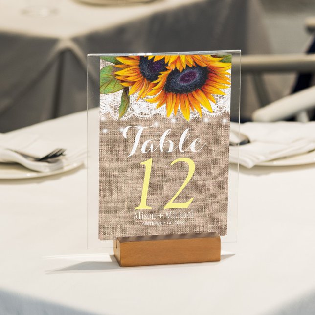 Tarjeta De Mesa Número de la mesa de bodas de la caída del girasol (Subido por el creador)