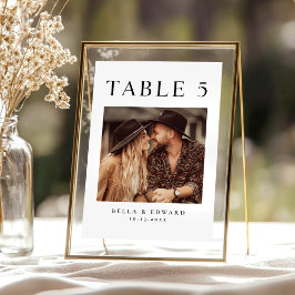 Tarjeta De Mesa Número de la mesa de recepción de boda fotográfica