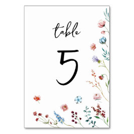 Tarjeta De Mesa Número de la mesa de Wildflowers Meadow
