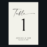 Tarjeta De Mesa Número de la mesa Minimalista de la recepción de b<br><div class="desc">Tarjeta de mesa de recepción de Boda Mimalista crema.</div>