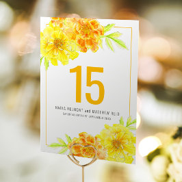 Tarjeta De Mesa Número de la tabla de eventos del boda de flores a