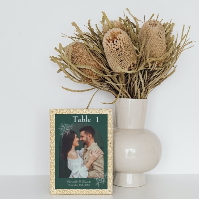 Tarjeta De Mesa Número de la tabla de fotos del boda verde esmeral (Subido por el creador)