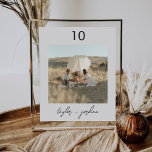 Tarjeta De Mesa Número de la tabla de fotos del guión minimalista<br><div class="desc">Hermosa,  simple y moderna mesa de boda con nombres y foto de una novia y un novio.</div>