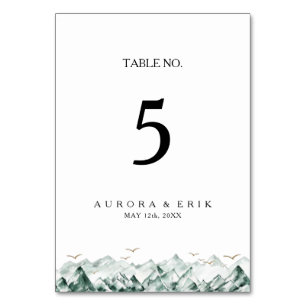 Tarjeta De Mesa Número de la tabla de Montaña Verde y Oro