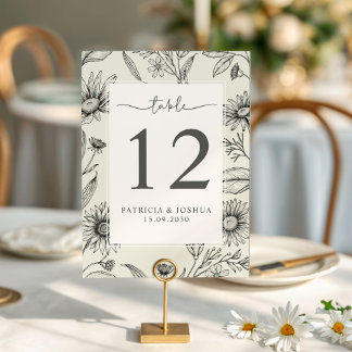 Tarjeta De Mesa Número de la tabla de recepción de la margarita bo