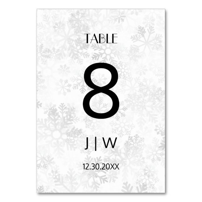 Tarjeta De Mesa Número de Navidad nevada  (Anverso)