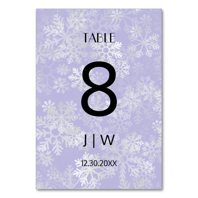 Tarjeta De Mesa Número de Navidad nevada  (Anverso)