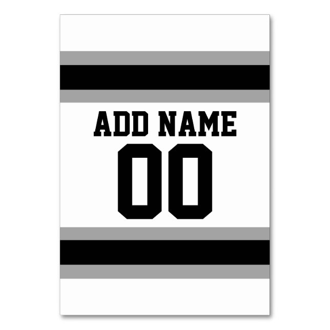 Tarjeta De Mesa Número de nombre personalizado de Jersey de Black  (Anverso)