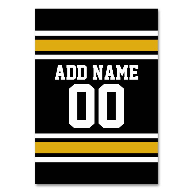 Tarjeta De Mesa Número de nombre personalizado de Jersey de Black  (Anverso)