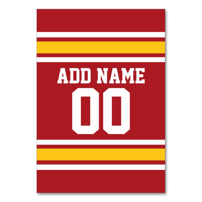 Tarjeta De Mesa Número de nombre personalizado de Jersey de Sports (Anverso)