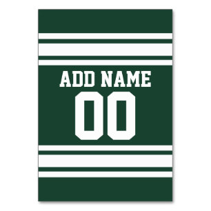 Tarjeta De Mesa Número de nombre personalizado de la camiseta verd