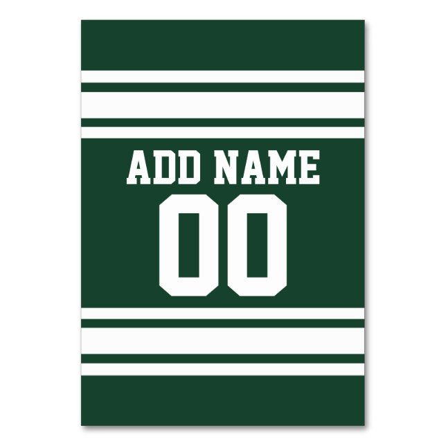 Tarjeta De Mesa Número de nombre personalizado de la camiseta verd (Anverso)