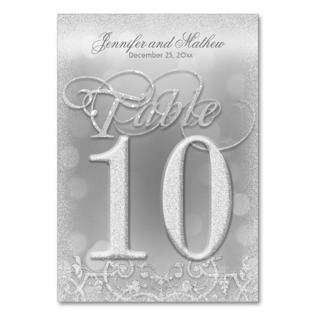 Tarjeta De Mesa Número de tabla 10 Elegante Purpurina de imitación (Anverso)