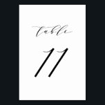 Tarjeta De Mesa Número de tabla 11 del Boda de guiones Minimalista<br><div class="desc">Cuadro 11. Elegante tarjeta de números de tabla con escritura minimalista negra. Este número de mesa en blanco y negro es perfecto para bodas,  graduación,  duchas para bebés,  duchas de novias y otros eventos. Hay otros números y colores disponibles.</div>