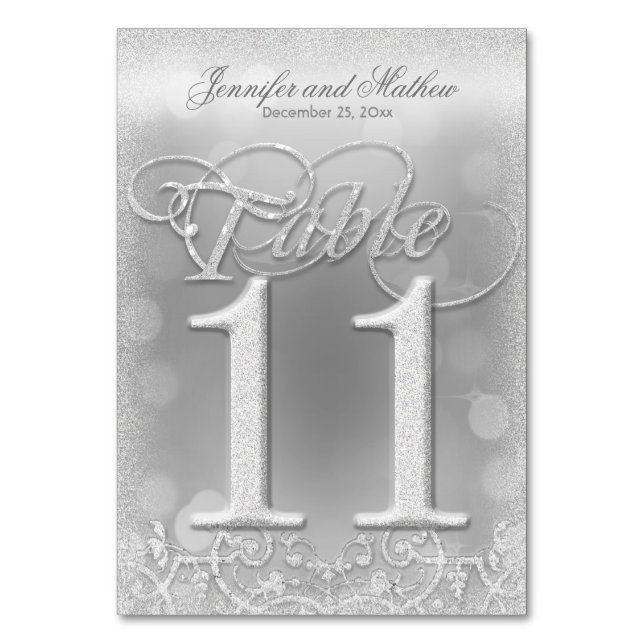 Tarjeta De Mesa Número de tabla 11 Elegante Purpurina de imitación (Anverso)