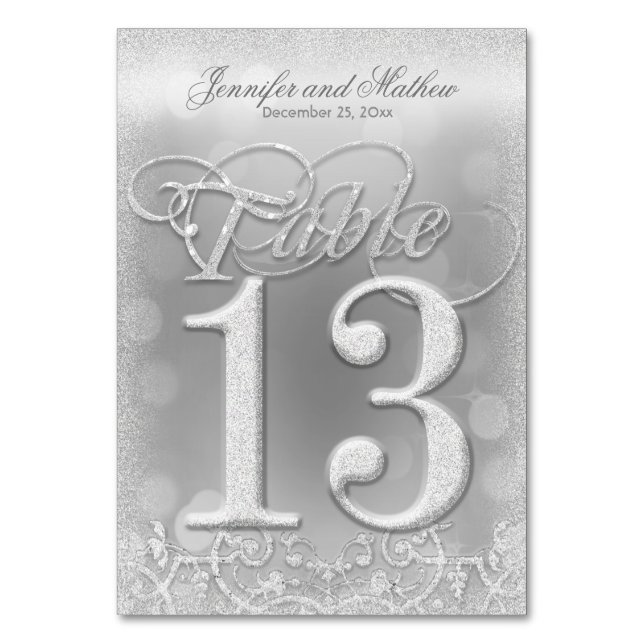 Tarjeta De Mesa Número de tabla 13 Elegante Purpurina de imitación (Anverso)