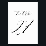 Tarjeta De Mesa Número de tabla 27 del Boda de guiones Minimalista<br><div class="desc">Cuadro 27 Elegante tarjeta de números de tabla con escritura minimalista negra. Este número de mesa en blanco y negro es perfecto para bodas,  graduación,  duchas para bebés,  duchas de novias y otros eventos. Hay otros números y colores disponibles.</div>
