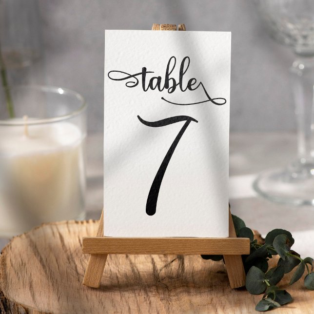 Tarjeta De Mesa Número de tabla 3.5x5 simple signo negro | Cuadro  (Table 7 black and white)