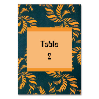 Tarjeta De Mesa Número de tabla Ankara verde y Naranja