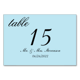 Tarjeta De Mesa Número de tabla azul claro